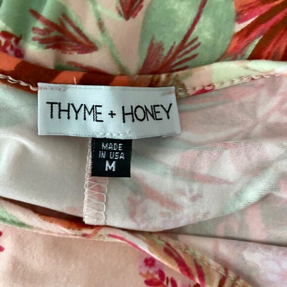 Thyme and Honey Pullover Short Sleeve Pink Floral Print Dress Medium NEW - Picture 7 of 9